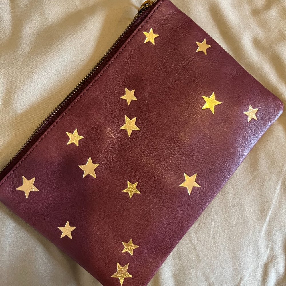 NWT Madewell Leather Burgundy Star Pouch